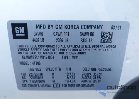 2021 Buick Encore Gx Awd Essence из США, поврежденный, VIN KL4MMGSL1MB174864